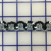 Sequin Trim - 1/2-inch Black and Silver